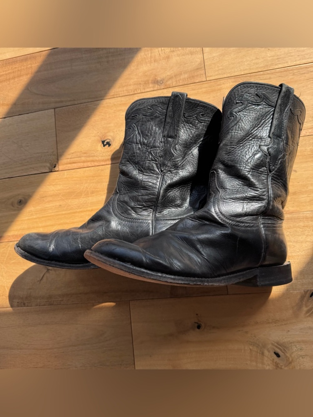 Lucchese classics handmaMen's Black Leather Western Boots Cowboy 9 1/2 L 3556RR